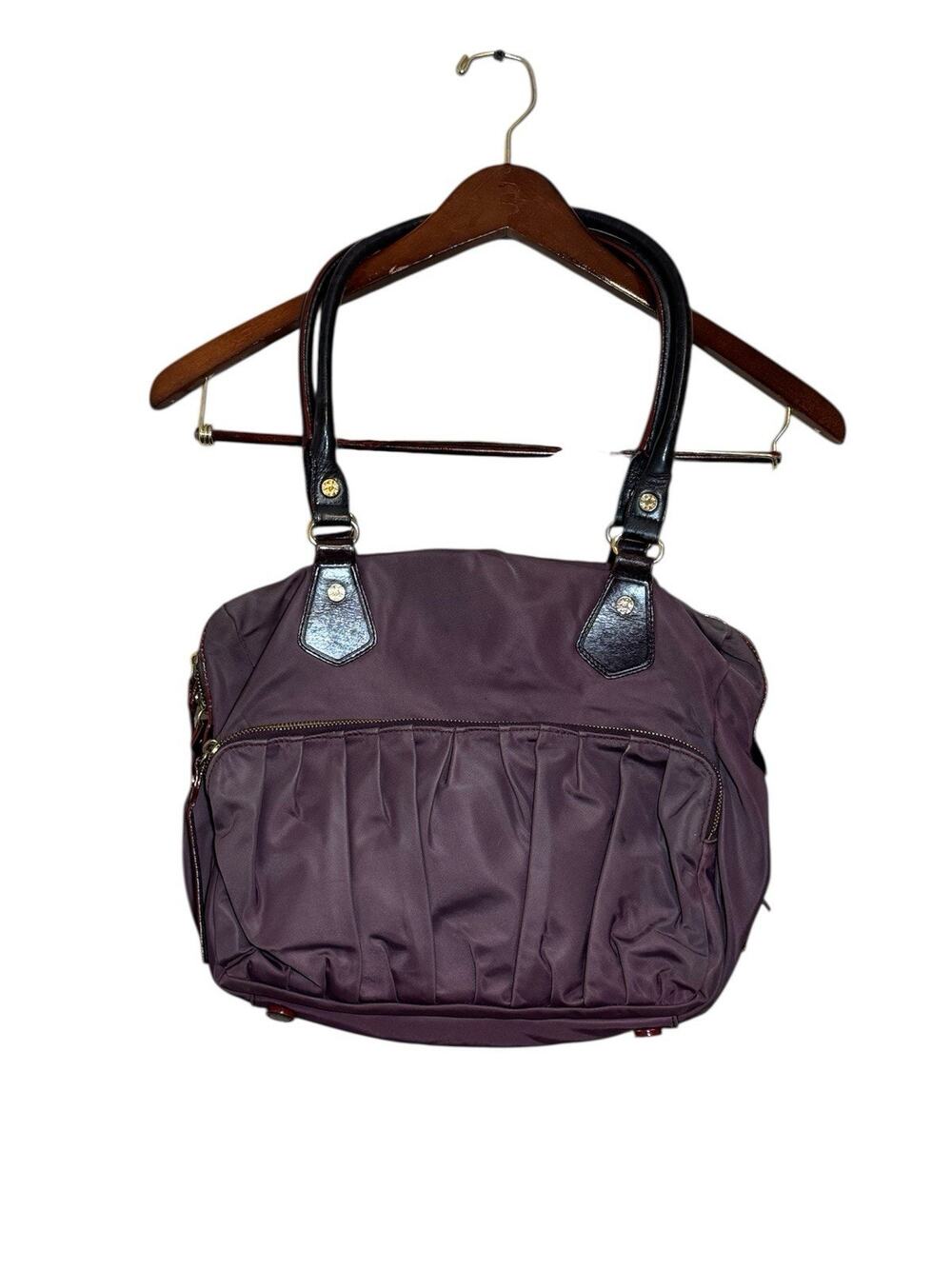 MZ Wallace Jane Bedford Purple Nylon and Leather Tote Shoulder Bag Purse